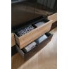 Armoire 226 cm WINDSOR avec 5 portes et 6 tiroirs en décor gris brillant et chene halifax