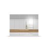 Armoire 271 cm WINDSOR avec 6 portes miroirs et 6 tiroirs en décor blanc brillant et chene halifax