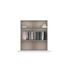 Armoire 181 cm WINDSOR avec 4 portes miroirs et 4 tiroirs en décor gris brillant et chene halifax