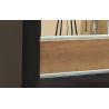 Armoire 226 cm WINDSOR avec 5 portes miroirs et 6 tiroirs en décor gris brillant et chene halifax
