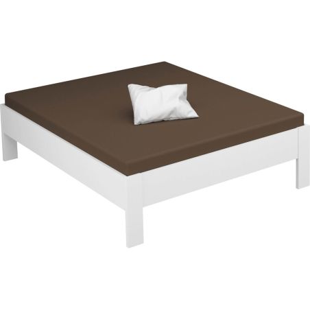 Lit adulte 160 cm CHARLIE DARK avec 2 chevets intégrés et tête de lit capitonnée