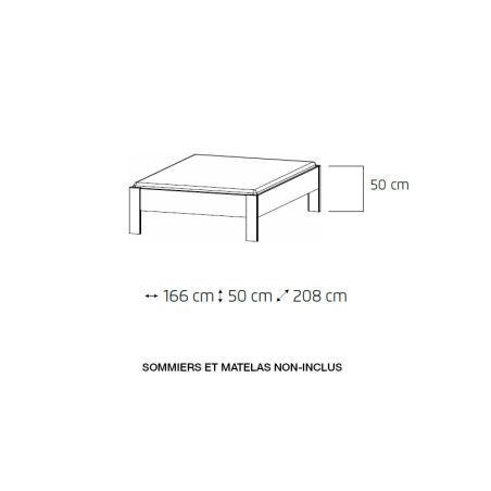 Lit futon ARAMIS 160 x 200 cm en blanc mat