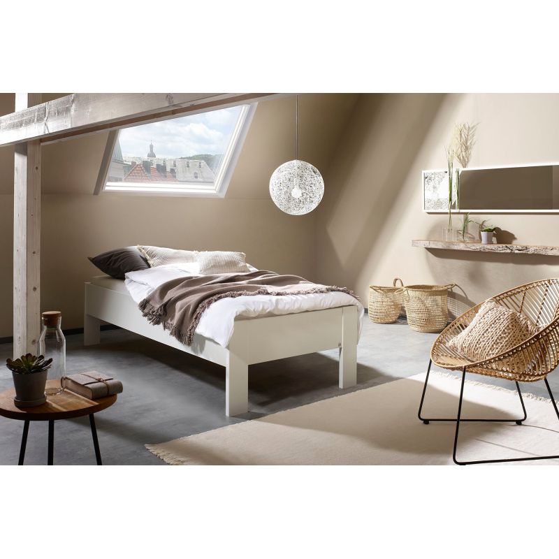 Lit futon ARAMIS 90 x 200 cm en blanc mat