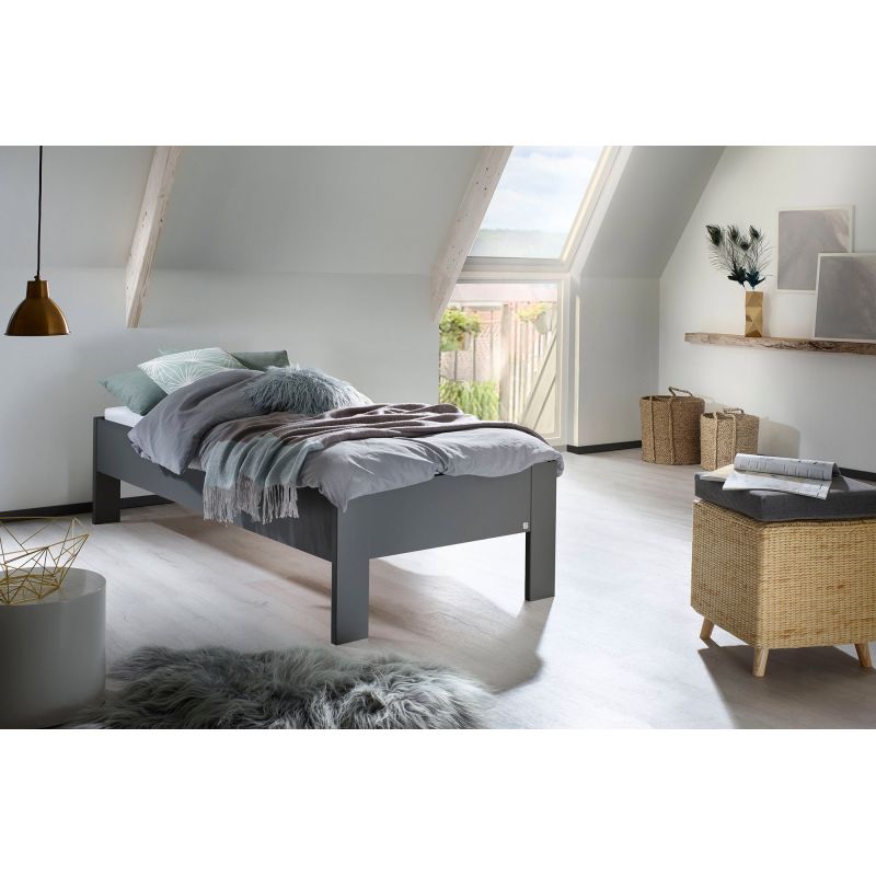 Lit futon ARAMIS 90 x 200 cm en gris mat