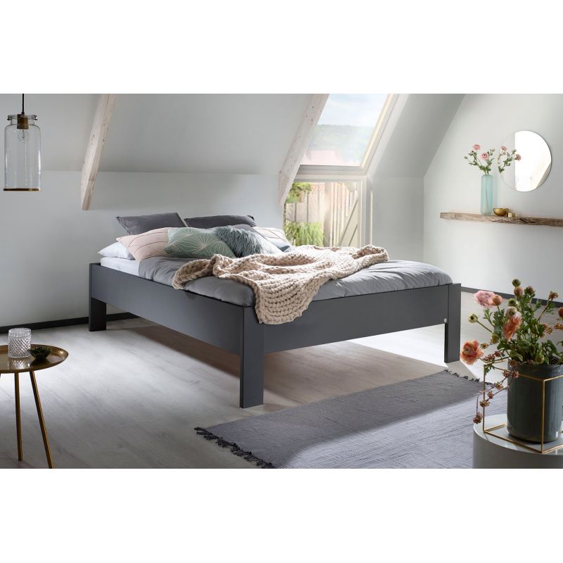Lit futon ARAMIS 160 x 200 cm en gris mat