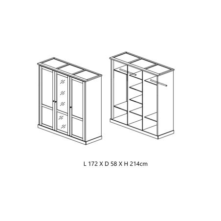 Armoire 3 portes CALINEA dont 1 porte miroir