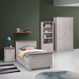Chambre enfant REMY en décor acacia et béton noir