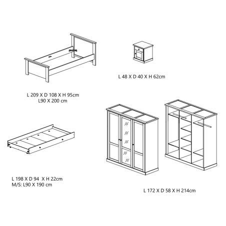 Chambre enfant complète CALINEA avec armoire 3 portes