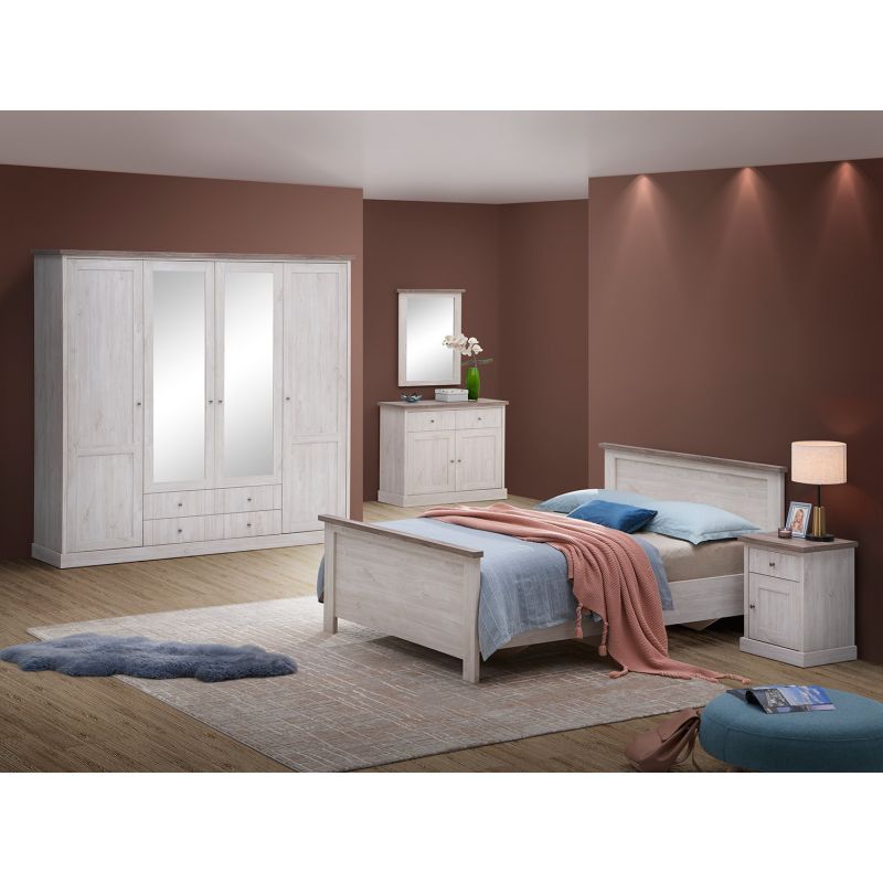 Chambre adulte complète CALINEA avec lit 140 et armoire 4 portes