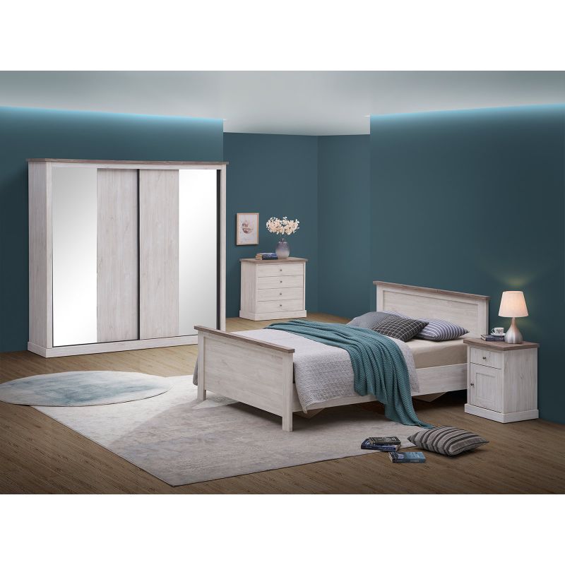 Chambre adulte complète CALINEA avec lit 160 et armoire 2 portes coulissantes
