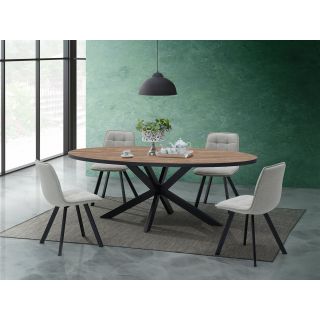 Table ovale SORELLA ELIOTT 220 cm avec pieds central en métal