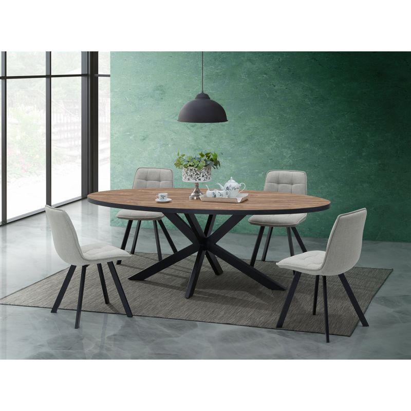 Table ovale SORELLA ELIOTT 220 cm avec pieds central en métal