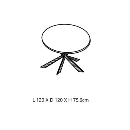 Table ronde ANTONIO 120 cm avec pieds central en métal