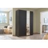 Armoire SCOTT 131 cm en gris métalique mat avec 2 portes coulissantes et miroir partiel