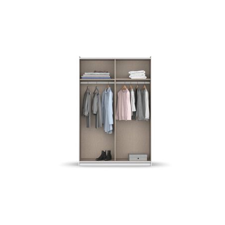 Armoire SCOTT 131 cm en gris métalique mat avec 2 portes coulissantes et miroir partiel
