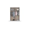 Armoire SCOTT 131 cm en gris métalique mat avec 2 portes coulissantes et miroir partiel