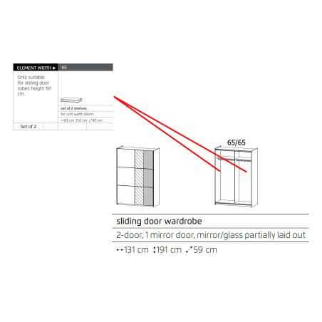 kit de 2 étagères pour armoire SCOTT131 cm