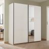 Armoire SCOTT 175 cm en blanc mat avec 2 portes coulissantes et miroir partiel