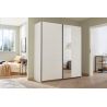 Armoire SCOTT 175 cm en blanc mat avec 2 portes coulissantes et miroir partiel