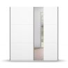 Armoire SCOTT 175 cm en blanc mat avec 2 portes coulissantes et miroir partiel