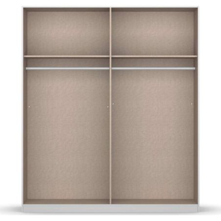 Armoire SCOTT 175 cm en blanc mat avec 2 portes coulissantes et miroir partiel