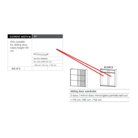 kit de 2 étagères pour armoire SCOTT175 cm