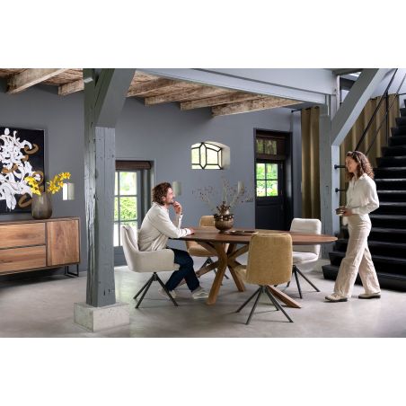 Mia, chaise a accoudoirs - pivotante - pietement graphite - tissu Livigno - Henders and Hazel