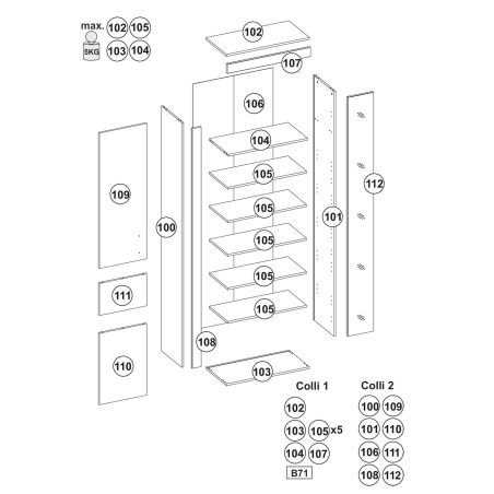 Armoire d'entrée INDIANA avec 2 portes