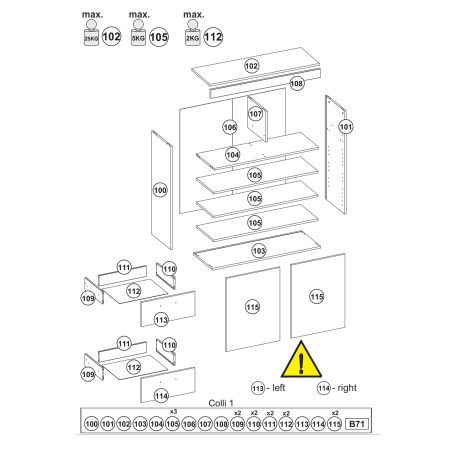 Armoire à chaussures INDIANA avec 2 portes et 2 tiroirs