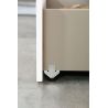 Lit futon ARAMIS 90 x 200 cm en blanc mat avec tête de lit et 2 tiroirs