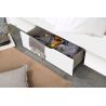 Lit futon ARAMIS 140 x 200 cm en blanc mat avec tête de lit et 4 tiroirs