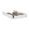Lit futon ARAMIS 140 x 200 cm en blanc mat avec tête de lit et 4 tiroirs
