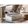 Lit futon ARAMIS 180 x 200 cm en blanc mat avec tête de lit et 4 tiroirs