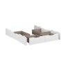 Lit futon ARAMIS 180 x 200 cm en blanc mat avec tête de lit et 4 tiroirs
