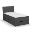 Lit futon ARAMIS 90 x 200 cm en gris mat avec tête de lti et 2 tiroirs