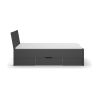 Lit futon ARAMIS 90 x 200 cm en gris mat avec tête de lti et 2 tiroirs