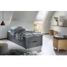 Lit futon ARAMIS 90 x 200 cm en gris mat avec tête de lti et 2 tiroirs