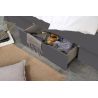 Lit futon ARAMIS 90 x 200 cm en gris mat avec tête de lti et 2 tiroirs