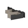 Lit futon ARAMIS 90 x 200 cm en gris mat avec tête de lti et 2 tiroirs