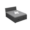 Lit futon ARAMIS 140 x 200 cm en gris mat avec tête de lit et 4 tiroirs