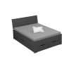 Lit futon ARAMIS 140 x 200 cm en gris mat avec tête de lit et 4 tiroirs