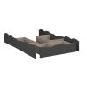 Lit futon ARAMIS 140 x 200 cm en gris mat avec tête de lit et 4 tiroirs