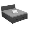 Lit futon ARAMIS 160 x 200 cm en gris mat avec tête de lit et 4 tiroirs