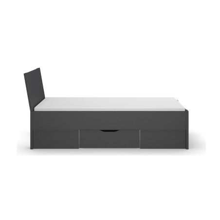 Lit futon ARAMIS 160 x 200 cm en gris mat avec tête de lit et 4 tiroirs