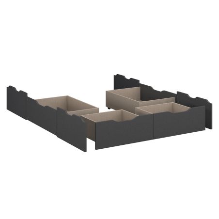 Lit futon ARAMIS 160 x 200 cm en gris mat avec tête de lit et 4 tiroirs