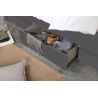 Lit futon ARAMIS 160 x 200 cm en gris mat avec tête de lit et 4 tiroirs