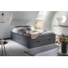Lit futon ARAMIS 160 x 200 cm en gris mat avec tête de lit et 4 tiroirs