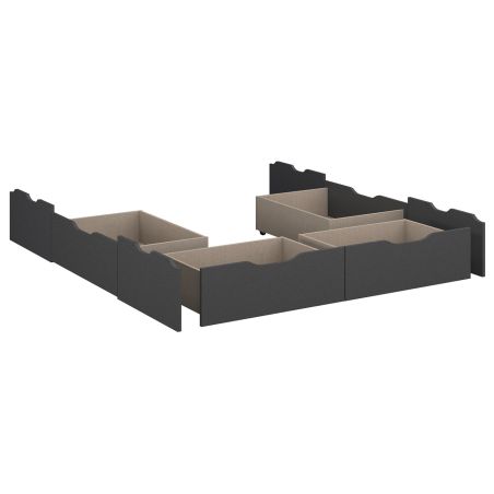 Lit futon ARAMIS 180 x 200 cm en gris mat avec tête de lit et 4 tiroirs