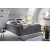 Lit futon ARAMIS 180 x 200 cm en gris mat avec tête de lit et 4 tiroirs