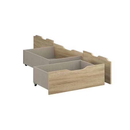 Lit futon ARAMIS 90 x 200 cm en décor chêne sonoma avec tête de lit et 2 tiroirs